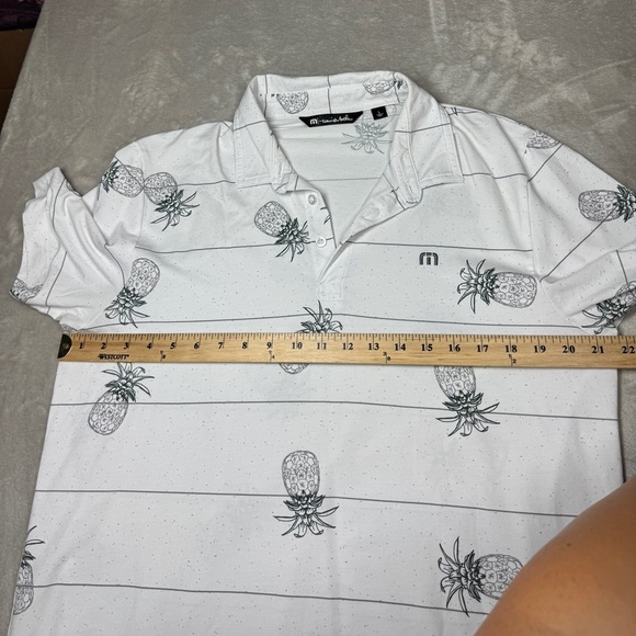 Travis Mathew Men’s Pineapple White Grey Striped Golf Athleisure Polo Size Large - Picture 7 of 15